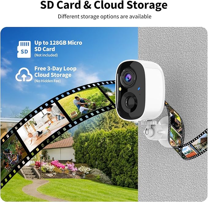 Wireless Security Cameras Outdoor/Indoor,2K UHD WiFi Smart Security Camera,Battery Powered,Motion Detection, 2-Way Audio,Color Night Vision,Weatherproof,Cloud/SD Storage for Home Security,4 pack
