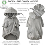 Rocky – The Orginal Lightweight Hooded TEE 100% Organic Cotton Dog Hoodie Pet Coat Sweater for Small, Medium, Large Dogs, Heather Gray, Medium
