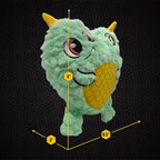 Bite Force - Durable & Strong Dog Toy Blue Two Headed Monster with Squeaker, Kevlar-Reinforced for Aggressive chewers.