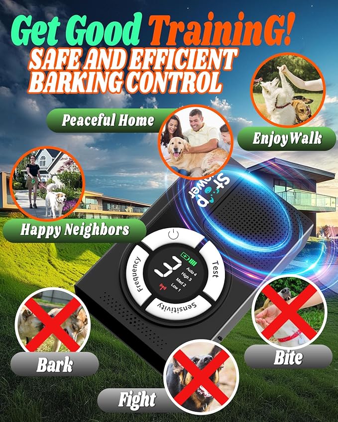 1500 mAh Rechargeable Anti Barking Device for Dogs Indoor Up to 50 Ft Range, 9 Modes Dog Bark Deterrent Devices Dog Training & Behavior Aids, Dog Barking Control Safe for Dogs