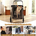 Medium Dog Stroller for Small to Large Dogs 4 Wheels Multi Pet Stroller for 4 Dogs Holds Up to 66lbs, One-Click Folding&Smooth Tires&Sunshade & Storage Basket (Gray, Medium)