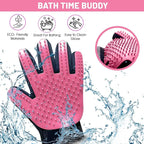 Upgrade Pet Grooming Gloves, Grooming Gloves for Dogs, Cats, Rabbits & Horses with Long and Short Hair, Efficient Pets Hair Remover Mittens - 1 Pair (Pink)