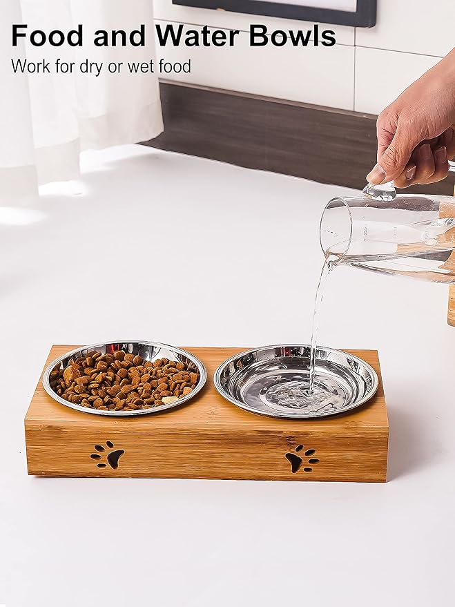 VENTION Big Shallow Cat Food Bowls, Outer Dia. 10.6 in Whisker Fatigue Cat Bowl, Stainless Steel Cat Food Dish for Indoor Cats, Set of 2 Replacement Cat Bowls for Raised Station(60.9 Fl.oz)