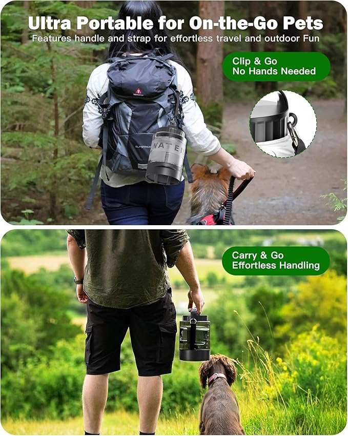 77oz Large Dog Water Bottle Travel - Portable Dog Travel Water Dispenser with Bowl, Ideal for Travelling, Hiking, Camping, Parks, Outdoor, Black