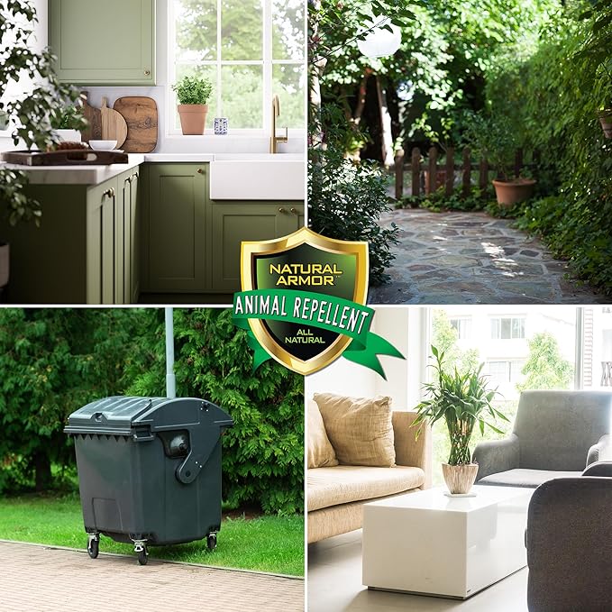 Natural Armor Animal & Rodent Repellent Spray. Repels Skunks, Raccoons, Rats, Mice, Deer Rodents & Critters. Repeller & Deterrent in Powerful Peppermint Formula – 128 Fl Oz Gallon Refill RTU