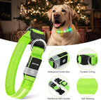 LED Dog Collar, Light Up Dog Collar, USB Rechargeable - Brightest Dog Lights for Night Walking, 6 Light Modes, Adjustable for Dog Safety(Small, Neon Green)