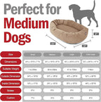 Majestic Pet 32 Inch Suede Calming Dog Bed Washable 32x23x7 (Inch) – Cozy Soft Round Donut Dog Bed with Spine Support for Dogs to Rest Their Head - Pet Bed Medium – Stone (2025)
