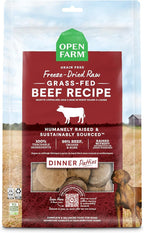 Open Farm, Freeze Dried Raw Dog Food, Patties with 95% Meat, Organs & Bone, Complete Meal or Freeze Dried Dog Food Mixer, Grass-Fed Beef Recipe, 10.5oz Bag