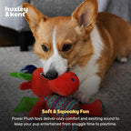 Huxley & Kent Funny Dog Toy w/Squeaker – Holiday Power Plush Squeaky Dog Toys for Small, Medium & Large Dogs – Soft Stuffed Animal for Indoor Play & Fetch - Fireball Dragon, Small