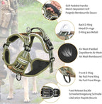HEELE Dog Harness, No Pull Adjustable Padded Reflective Harness for Small Medium Large Dogs with Handle for Walking Training, Camo Green, L