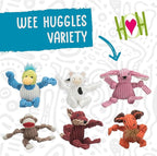 HuggleHounds Knottie Plush Dog Toy - Dog Stuffed Animal Toy, Squeaky Puppy Toys, For Small & Medium Dogs, Durable Plush to Keep Them Busy - Wee Knotties Variety Pack (6 Count)