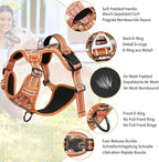 HEELE Dog Harness, No Pull Adjustable Padded Reflective Harness for Small Medium Large Dogs with Handle for Walking Training, Flower-Orange,XS
