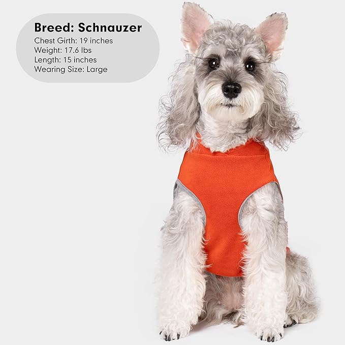 cyeollo Fleece Dog Sweater Vest, Reflective Puppy Sweatshirt Pullover Dog Jacket for Small Dogs Clothes Boy Girl Pets, Orange & Red S