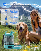 lesotc Dog Travel Water Bottle Portable with Pull-Out Drinking Bowl,77oz Large Travel Water Bowl Dispenser for Dogs Camping Essentials Hiking Beach Road Trip Park Walking On The Go Must Have,LightBlue