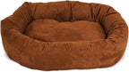 Majestic Pet 40 Inch Suede Calming Dog Bed Washable 40x29x9 (Inch) – Cozy Soft Round Donut Dog Bed with Spine Support for Dogs to Rest Their Head - Pet Bed Large – Rust
