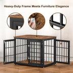 32 Inch Heavy Duty Dog Crate Furniture for Medium and Small Dogs, Decorative Pet House End Table, Wooden Cage Kennel Furniture Indoor, Rustic Brown