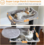 PETEPELA Cat Tree for Large Cats up to 30 lbs, 58" Heavy Duty Cat Tower with Reinforced Scratching Posts[ φ3.1”], Large Hammock, Spacious Condo & Top Perch, Sturdy Cat Furniture for Maine Coons, Black