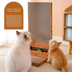 Pawfect L Shape Cat Scratcher with Bell 23.6 Inch Scratching Board with Box Cat Scratching Cardboard with Bell Ball Toy for Indoor Cats