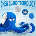 LEGEND SANDY Tough Dog Toys, Stuffed Chew Large Dog Toys to Keep Them Busy, Interactive Squeaky Tug of War Doggie Toy, Crinkle Blue Octopus (Blue Octopus 2p)