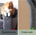 Cat Scratching Carpet Mat, Self-Adhesive Trimmable Cat Climbing Post Covered Pad Replacement for DIY Cat Tree Shelf Steps Couch Corner Wall Cat Scratcher Furniture Protector (Khaki, 78.7x15.8Inch)