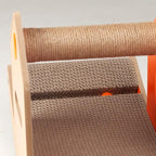 Rocking House Cat Scratcher - 3-in-1 Cat Scratching Lounge, Bed, and Play Center with Curved Groove and Interactive Game Ball, Cat Tree for Indoor Cats