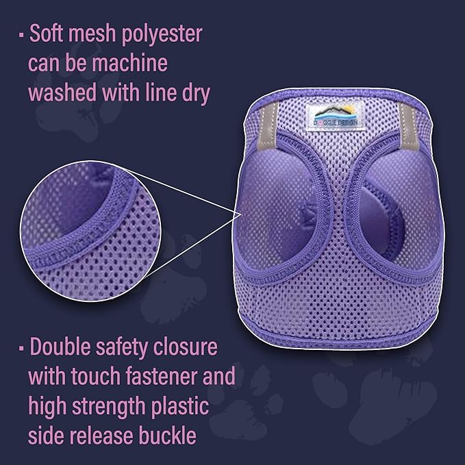 Doggie Design Dog Harness - No Choke Dog Harness, Dog Vest, Mesh Polyester, Pet Harness, Simple Step in and Go Design - Paisley Purple