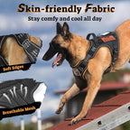 rabbitgoo Dog Harness for Large Dogs No Pull, Tactical Service Pet Vest with Molle and Control Handle, Adjustable and Reflective Military Harness for Easy Walking and Training, Black, L