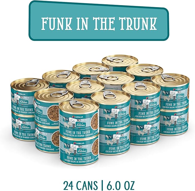 Weruva Cats in The Kitchen, Funk in The Trunk with Chicken in Pumpkin Consomme Cat Food, 6oz Can (Pack of 24)