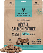 Vital Essentials Freeze-Dried Raw Beef & Salmon Meal or Mixer Dog Food Soft Nibs | 99% Beef, Salmon, Organs & Bone |14 oz