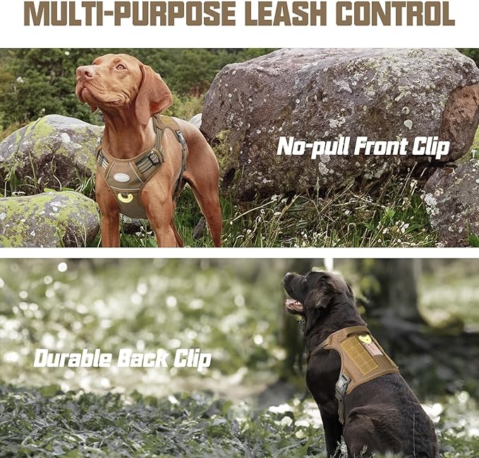 Auroth Tactical Dog Harness for Small Medium Dogs No Pull Adjustable Pet Harness Reflective K9 Working Training Easy Control Pet Vest Military Service Dog Harnesses Black S