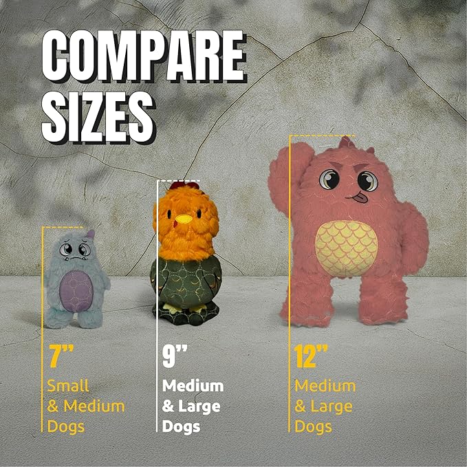 Bite Force -Durable & Strong Dog Toy Rooster with Squeaker, Kevlar-Reinforced for Aggressive Chewers for Small Medium Large Dogs - Green.