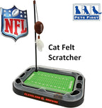 Pets First Cat Toy NFL CLEVELAND BROWNS FOOTBALL FIELD CAT SCRATCHER TOY with CATNIP Filled Plush FOOTBALL Toy & Feather Cat Toy hanging, with Jingle Bell INTERACTIVE BALL Cat Chasing 5-in-1 KITTY Toy