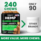 Hemp Calming Chews for Dogs - 240 Treats - Advanced Dog Calming Chews - Anxiety Relief Supplement Treats with Melatonin - Sleep Aid for Separation, Barking, Stress, Hip and Joint Support Made in USA