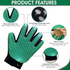 Upgrade Pet Grooming Gloves, Grooming Gloves for Dogs, Cats, Rabbits & Horses with Long and Short Hair, Efficient Pets Hair Remover Mittens - 1 Pair (Green)