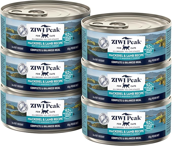 ZIWI Peak Wet Cat Food – All Natural, High Protein, Grain Free, Limited Ingredient, with Superfoods (Mackerel & Lamb, Case of 6, 3oz Cans)