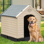 YITAHOME Large Plastic Dog House Outdoor Indoor Doghouse Puppy Shelter Water Resistant Easy Assembly Sturdy Dog Kennel with Air Vents and Elevated Floor