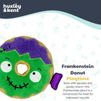 Huxley & Kent Halloween Funny Dog Toy w/Squeaker – Power Plush Squeaky Dog Toys for Small, Medium & Large Dogs – Soft Stuffed Animal for Indoor Play & Fetch - Frankenstein Donut, One Size