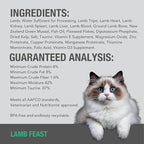 Feline Natural New Zealand Canned Catfood Wet Food, High-Meat, Low-Carb, & Grain Free Cat Food Wet, Lamb Feast, 6 oz, Pack of 12