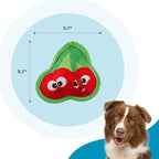 Outward Hound Tough Skinz Durable Squeaky Dog Toy with Two Tough Layers, Cherries, Red, Small