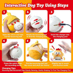 Interactive Dog Toys, Squeaky Moving Ball Toy with Jumping & Music Modes, Rechargeable Plush Chew Toys for Small/Medium/Large Dogs to Keep Puppy Busy Pet Toys (Chick)