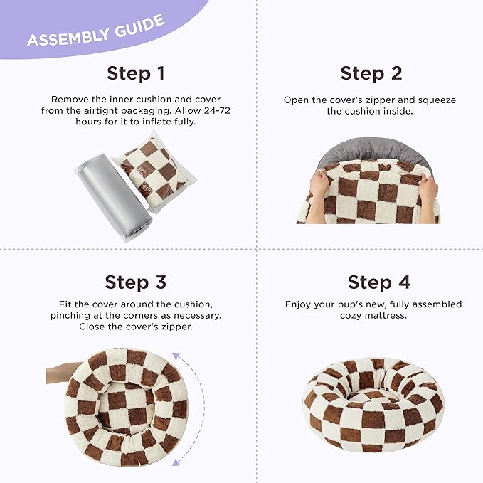 LE SURE Donut Small Dog Bed - Round Cat Beds for Indoor Cats Anti-Anxiety Calming Pet Beds, Washable Cute Modern Beds with Teddy Sherpa Plush & Anti Slip Bottom Brwon