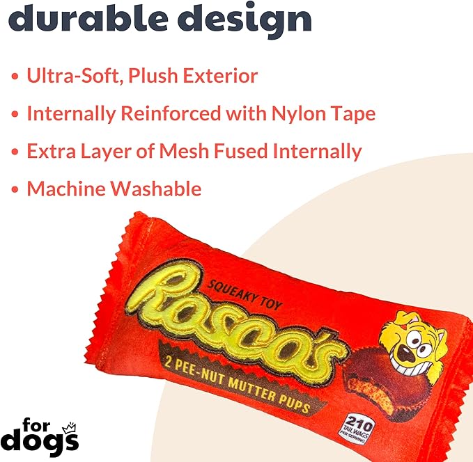 Huxley & Kent Funny Dog Toy w/Squeaker – Power Plush Squeaky Dog Toys for Small, Medium & Large Dogs – Soft Stuffed Animal for Indoor Play & Fetch - Roscos, Large