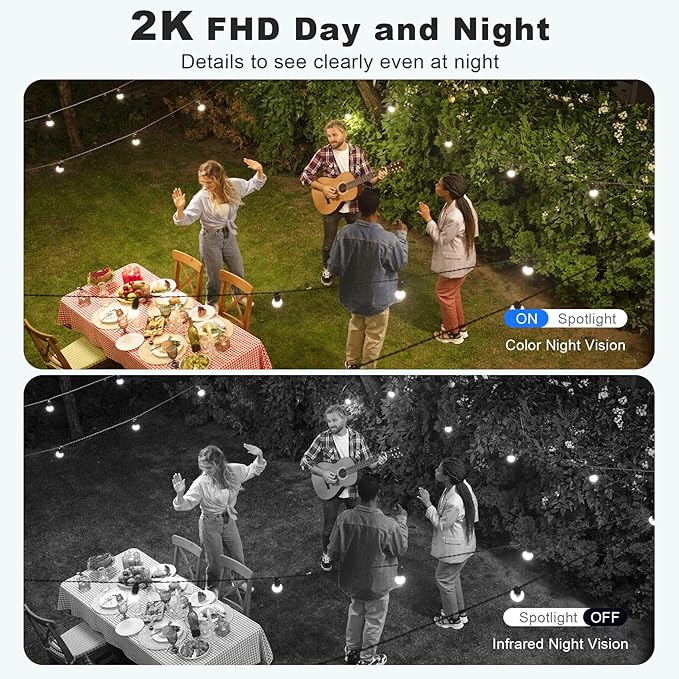 Solar Security Cameras Wireless Outdoor, 2K Pan/Tilt 360° View Solar/Battery Powered WiFi Cameras for Home Security with AI Motion Detection, Spotlight, 2-Way Audio, Siren, IP65, SD/Cloud Storage