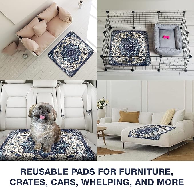 PUPIBOO Washable Pee Pads for Dogs and Cats - Super Absorbent Reusable Puppy Training Pads - 100% Waterproof, Leak-Proof & Non-Slip Whelping Pads for Pet Housebreaking