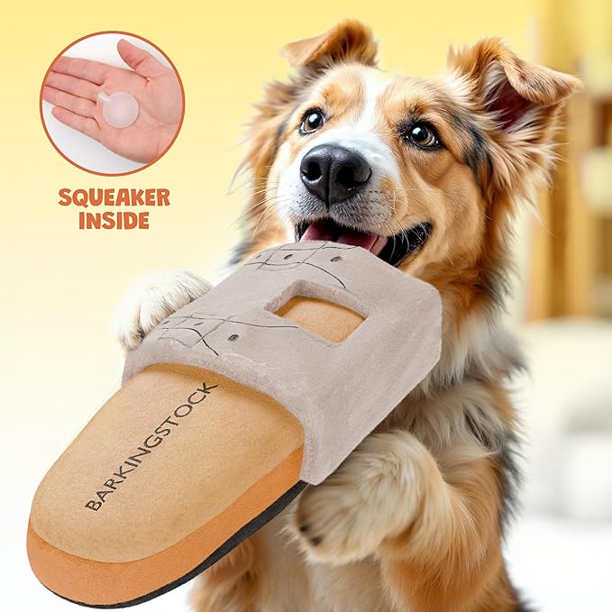 Barkingstock Shoe Dog Toy with Squeaker and Crinkle - Funny Cute Parody Pets Toys - Toys for Small, Medium and Large Pets - Puppy Birthday Gifts - Funny Pet Toys