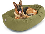 Majestic Pet 52 Inch Suede Shredded Memory Foam Mix Calming Extra Large Dog Bed Washable 52 x 35 x 11 (Inch) - Cozy Soft Round Donut Dog Bed with Spine for Head Support - Pet Bed Sage