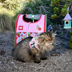 Travel Cat Strawberry Shortcake Harness & Leash Set - Adjustable Fit Mesh Cat Harness with Reflective Strap - Harness for Cats, Kittens for Outdoor (Strawberry Shortcake, Medium)
