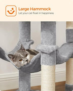 Feandrea Cat Tree, 56.3-Inch Cat Tower for Indoor Cats, Multi-Level Cat Condo with 4 Scratching Posts, 2 Perches, Hammock, Cave, Light Gray UPCT161W01