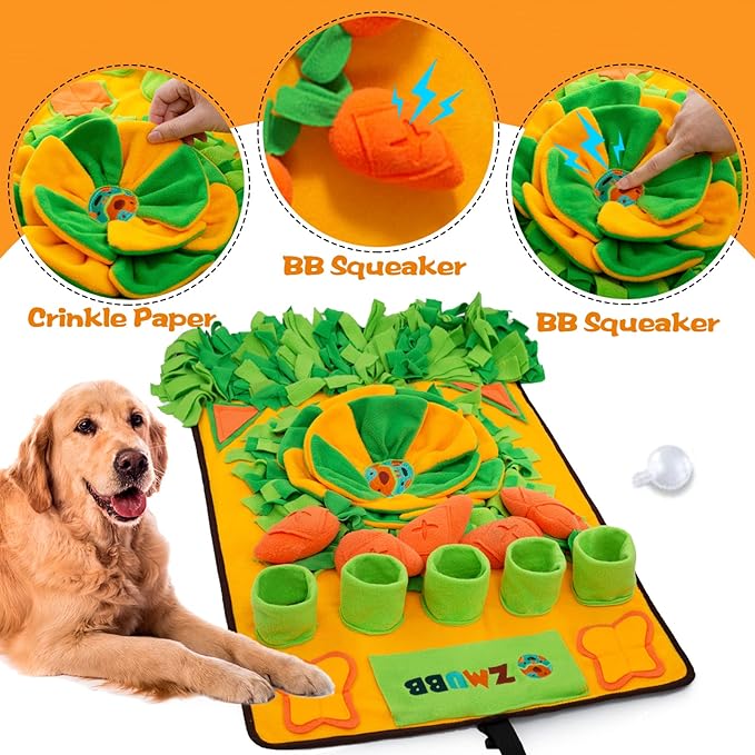 Pet Snuffle Mat for Dogs Sniff Mat Nosework Feeding Mat Slow Feeder Interactive Dog Puzzle Toys for Training and Stress Relief Encourages Natural Foraging Skills (31''x19'')