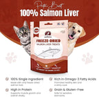 Freeze-Dried Salmon Liver Treats for Dogs & Cats, High Protein, Grain-Free, Single Ingredient, Healthy Training Snacks, Freeze Dried Salmon Dog & Salmon Cat Treats, 150g (5.3oz)